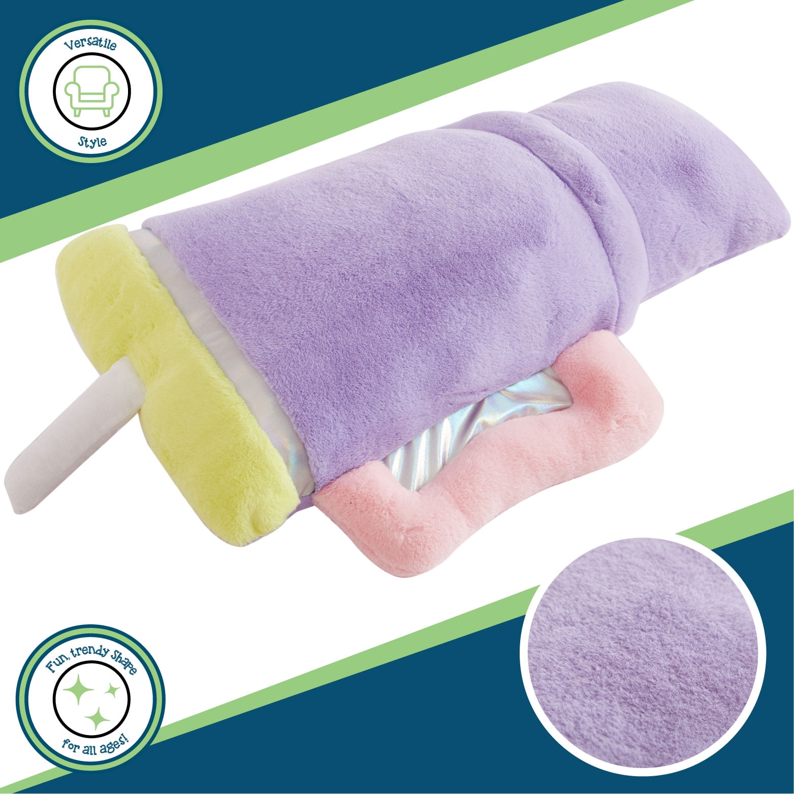 Your Zone Tumbler Travel Cup Shaped Plush Body Pillow, Purple, Soft & Cozy