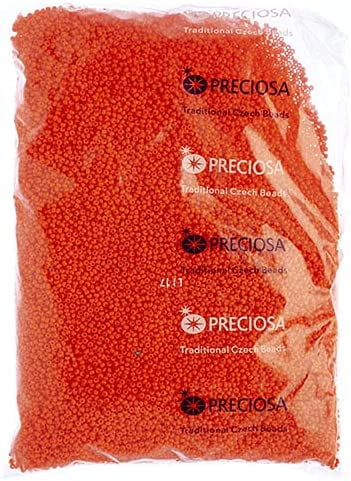 John Bead 500g Czech Glass 10/0 Seed Beads Opaque Orange Bead