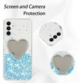 thumbnail image 4 of Luminous Glow in The Dark Case for Samsung Galaxy S24 FE, TPU Soft Bling Glitter Cover with Heart-Shaped Makeup Mirror, Fluorescent Shine Slim Protective Case for Galaxy S24 FE YGJ-Blue, 4 of 8