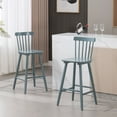 thumbnail image 3 of Dayalane Windsor Bar Stools Set of 2, 26" Farmhouse Wooden Counter Height Barstools with Spindle Back & Footrest, Armless Kitchen Island Stools for Bistro, Pub, Breakfast Bar,Blue Grey, 3 of 9