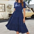 thumbnail image 3 of Viikei Plus Size Short Sleeve Dress for WomenPolka Dot Print Puff Sleeve Dot Long Dresses, 3 of 6