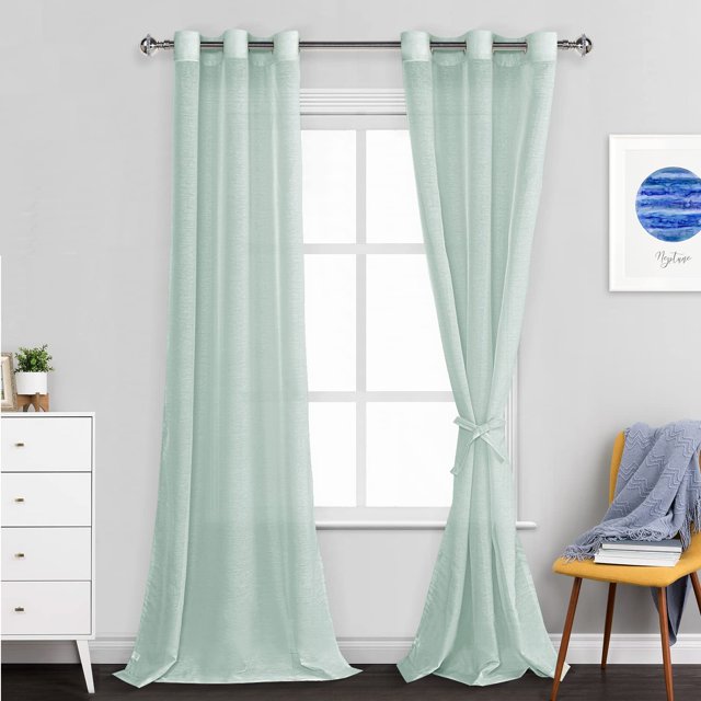 Cortinas transparentes JIUZHEN de 96 pulgadas, extra largas, para sala de estar, 2 paneles