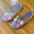 thumbnail image 6 of longantii Jelly Sandals for Women Floral Mules Clogs Clear Sparkly Slip On Closed Toe Waterproof Sandals for Summer Beach Casual, 6 of 6
