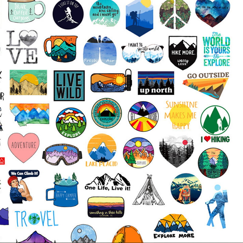 50Pcs Camping Landscape Sticker Outdoor Adventure Suitcase Laptop Guitar StiF3E