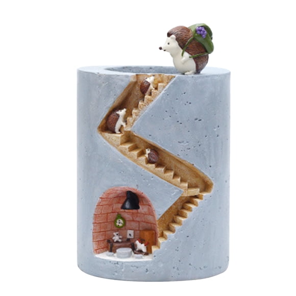 Yeacher Hedgehog's Home Resin Succulent Plants Flowerpot Microlandscape Potted Plants Kingdom Of Fairy Tales Rabbit Picnic Succulent Plants Flowerpot