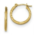 thumbnail image 1 of 14K Yellow Gold Satin and Polished Diamond Cut Design Hoops, 1 of 2