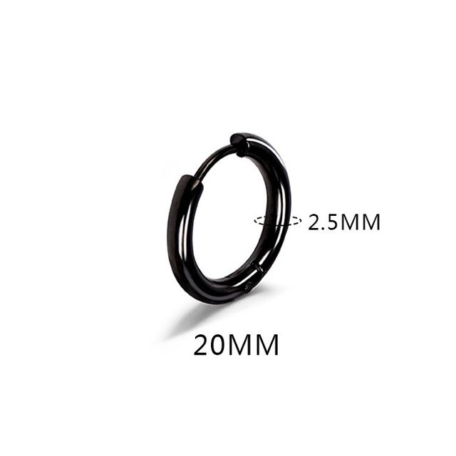 Pendientes con hebilla para la oreja con forma de anillo redondo de acero de titanio de 2,5 de espesor, con personalidad para hombres y mujeres