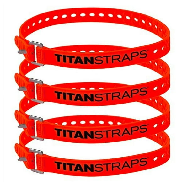 Titan Industrial Straps – Strong & Simple Tie-Downs for Construction (Welders, DIY Home) & 1st Responders – 3 Year Warranty, Batch Tested – 70 lb. Working Load, 25" Length, Safety Orange, 4-Pack