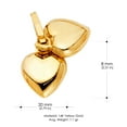 thumbnail image 3 of 14K Yellow Gold Double Plain Heart Charm Pendant with 0.9mm Singapore Chain Necklace - 22", 3 of 4