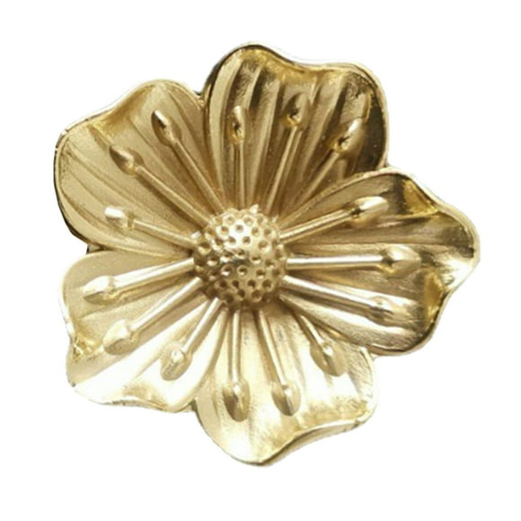 Tirador de cajón vintage: pomo dorado con diseño de flor de un solo orificio para armarios y puertas. Elegante tirador de latón con diseño de flor de repuesto.
