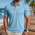 thumbnail image 2 of Men’s Hawaiian Polo Shirts Summer Golf Beach Short Sleeve Solid T-Shirts Quick Dry Lightweight Regular Fit Collared Shirt Light Blue 4XL, 2 of 6
