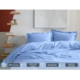 thumbnail image 6 of Ruvanti Queen Size Cotton Duvet Cover Set - Sky Blue 3 Pieces with Button Closure, 92x96 inches, 6 of 7