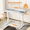 thumbnail image 6 of White Standing Desk with 2 Drawers, Stand Up Electric Standing Desk Adjustable Height, Storage Shelf and Control Panel, Sit Stand Desk for Home, Office, Bedroom, 55 Inch, 6 of 7