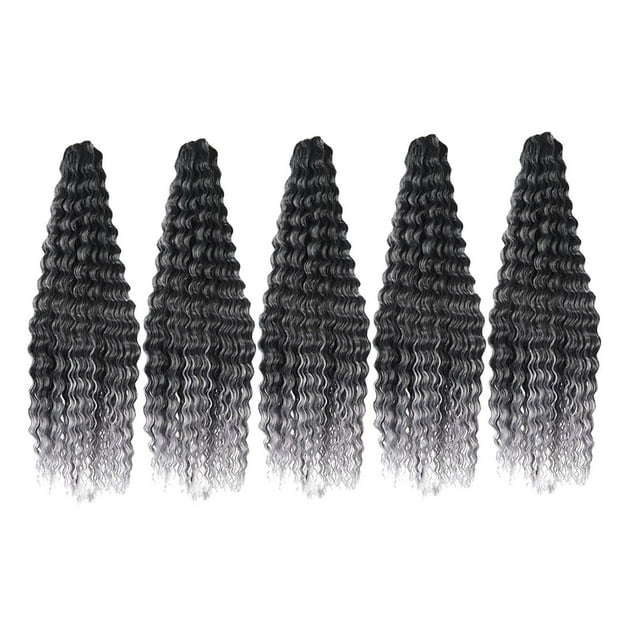 5 mechones de pelo ondulado profundo, mechones de pelo a granel, largos, cómodos, hechos a mano, suaves Gris