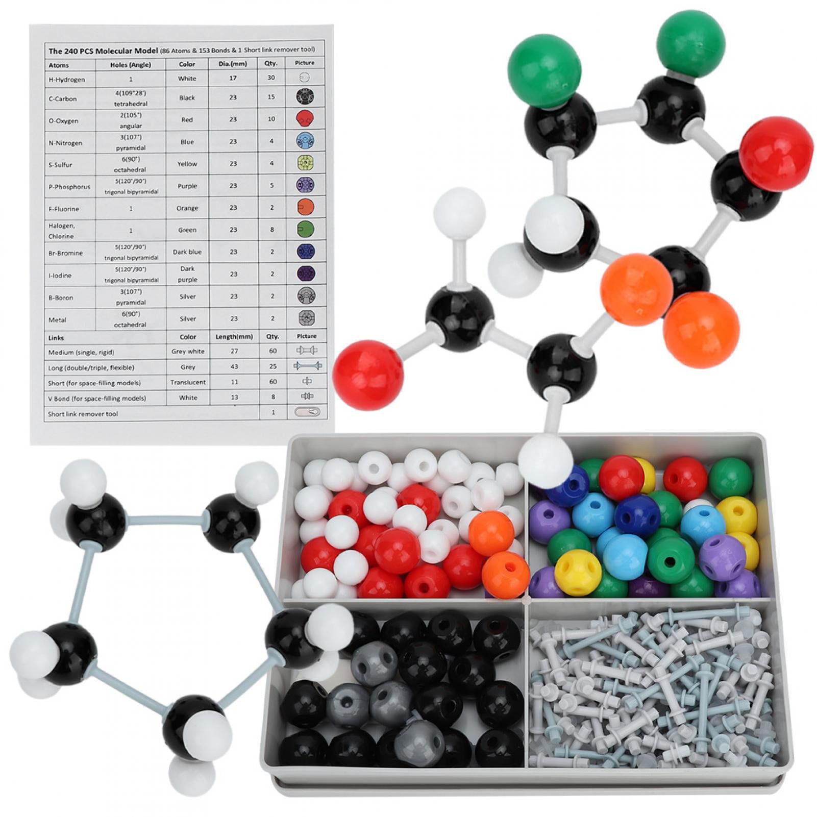Jacksking 240 Pcs Molecular Model for Student Teacher Science Toys for Science Education Science Kits Molecular Model Kit 240 Pcs Chemistry Structure