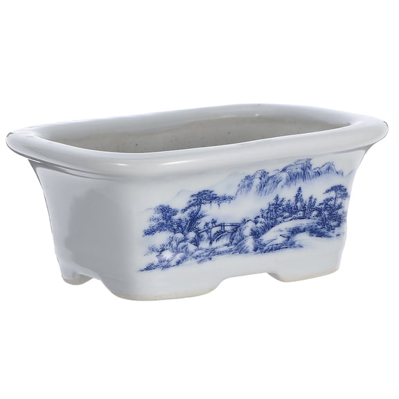 Worgeous and White Ceramic Planter Porcelain Flower Pot Small Indoor Plant Container Decorative Bonsai Pot for Desktop Balcony