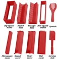 thumbnail image 2 of Sushi Making Kit Deluxe Edition with Complete Sushi Set 10 Pieces Plastic Sushi Maker Tool Complete with 8 Sushi Rice Roll Mold Shapes Fork Spatula DIY Home Sushi Tool (Red), 2 of 7