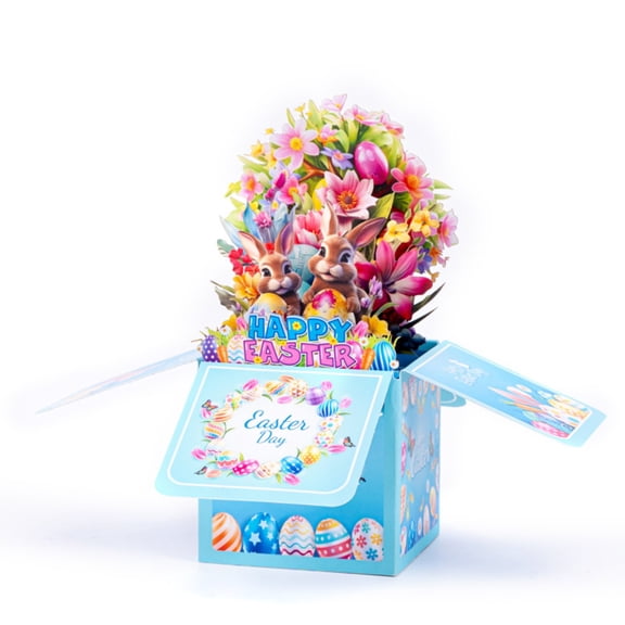 3D Pop Up Bunny Easter Card, Happy Easter Greeting Card with Standing Bunny, Creative Holiday Pop Up Card for Kids Adults Family, Spring Keepsake Gift