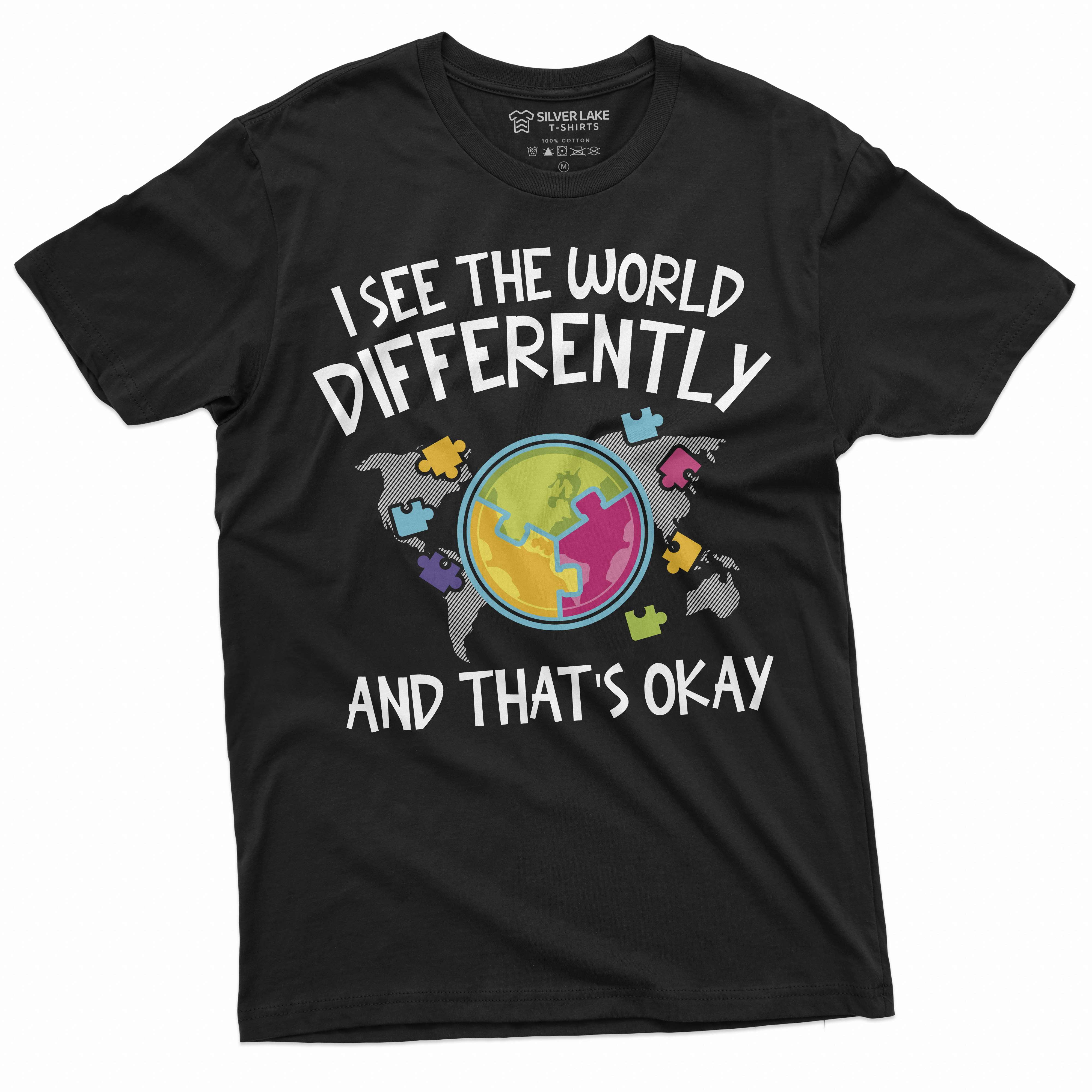 Autism T-shirt Autism Awareness day Seeing the world differently Tee Shirt Autistic Autism shirts (3X-Large Navy Blue)