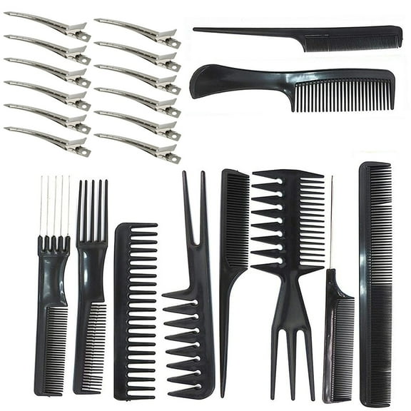 Dsseng 22 Pcs Professional Hair Comb Set,Metal Duck Bill Clips for Women,,Hair Stylists Styling Hair Combs Set Accessories Variety curl wide tooth rat tail comb Hairpin Great for Variety Hair