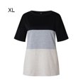 thumbnail image 2 of T-shirt Femme à Manches Courtes à Blocs de Couleur, Col Rond, Blouse Femme, Col Rond, Coloré Noir, TG, 2 of 7
