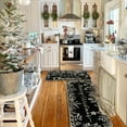 thumbnail image 5 of Christmas Kitchen Rugs Set of 2 Black Xmas Kitchen Mats for Winter Floor Decor Holly Pine Branches Leaves Merry Christmas Kitchen Rugs for Kitchen Farmhouse Bedroom Decorations, 5 of 6