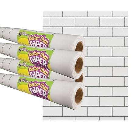 UPC: 0882319020272 | White Subway Tile Better Than Paper Bulletin Board Roll 4 x 12 Pack of 4