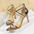 thumbnail image 3 of Zapatos de tacón superalto para mujer, sandalias con tiras cruzadas huecas, a la moda, sexys, para club nocturno, verano, zapatos de mujer, 3 of 5