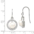 thumbnail image 2 of FB Jewels Sterling Silver 7-8mm White FW Cultured Pearl CZ Dangle Earrings, 2 of 2