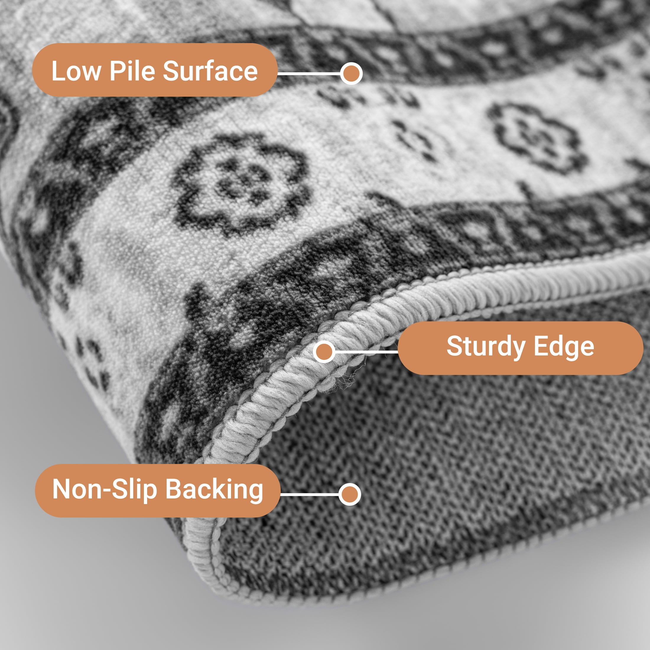 Sonoro Kate 10x14 Area Rugs for Living Room Bedroom, Non Slip Boho Machine Washable Indoor Floor Carpet, Gray