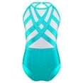 thumbnail image 3 of Eandarui Kids Girls Gymnastics Ballet Dance Leotard Bodysuit Shiny Rhinestones Figure Skating Costumes Blue Green 16, 3 of 7