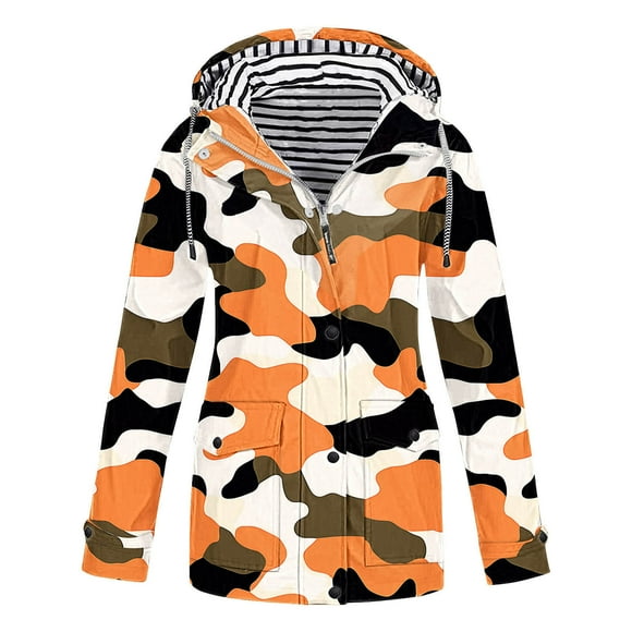lcziwo Flash Deals Today Womens Rain Coat Waterproof Rain Jacket with Hood Graphic Long Sleeve Lightweight Windbreaker Hooded Trench Coat Hiking Raincoat Multicolor,S