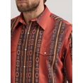 thumbnail image 3 of Wrangler Men's Rust Brown Stripe Aztec Snap Shirt 112351473, 3 of 4