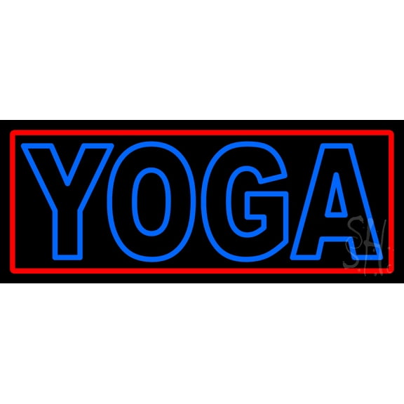 Yoga LED Neon Sign 10 x 24 - inches, Black Square Cut Acrylic Backing, with Dimmer - Bright and Premium built indoor LED Neon Sign for Spa interior decor and storefront.