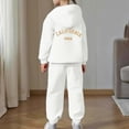 thumbnail image 4 of Bysome Toddler Girls Outfit Set Child Boys Long Sleeve Solid Warm Hoodie Pullover Tops Pants Kids Outfits Sweat Suit Long Sleeve Crew Neck Girl 2 Pieces Clothes Set White Size 10-11 Years, 4 of 7