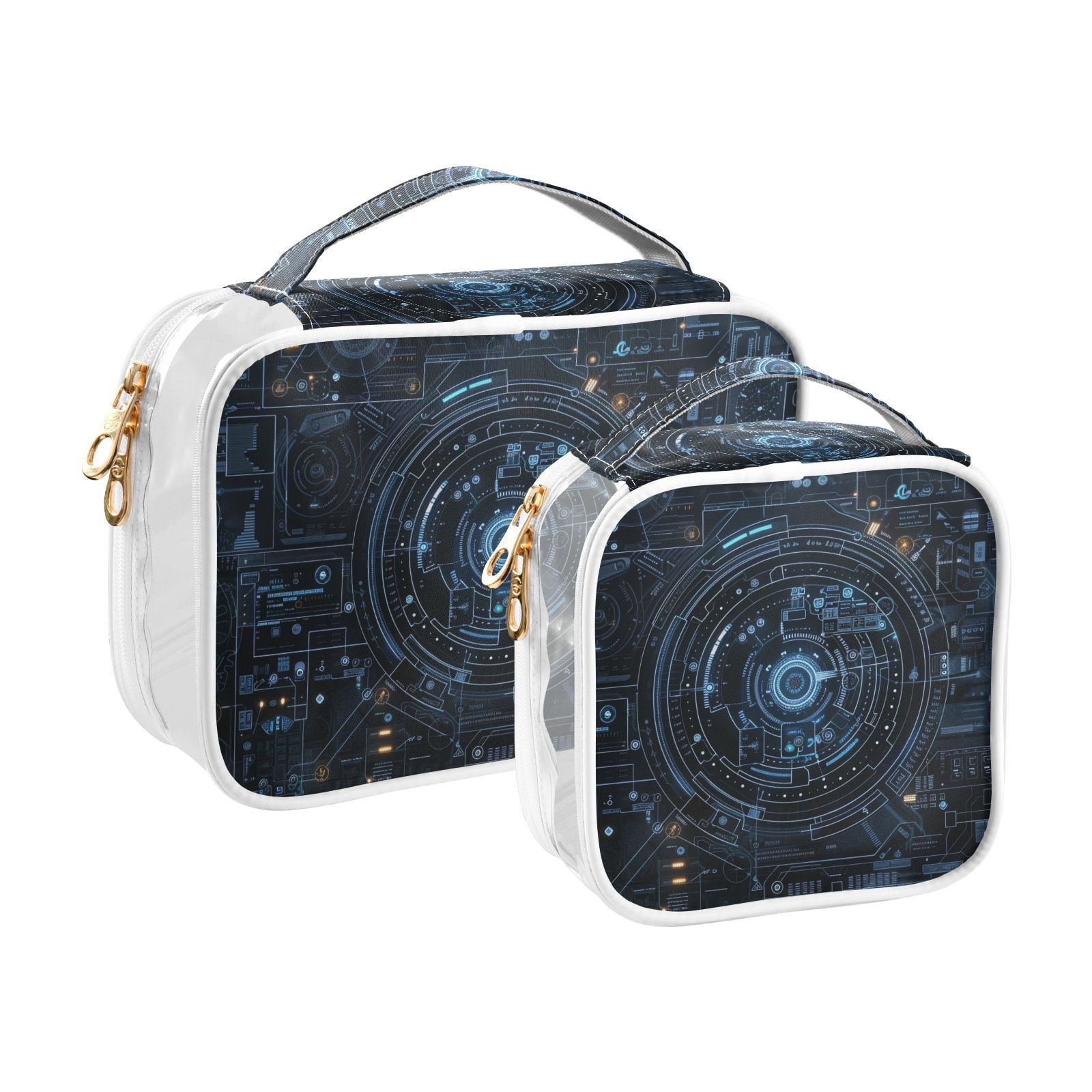 Clear Makeup Bags with Handle Large Opening 2 Pack Set Toiletry Bag Quart Size Bag, for Women Man Traveling Travel Essentials, Toiletries and Other. Game Graphic Capture