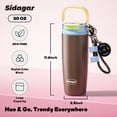thumbnail image 6 of Sidagar 30 oz Insulated Water Bottle with Straw, Dual Drinking Lid and Carry Handle, Stainless Steel Travel Tumbler, Brown, 6 of 9