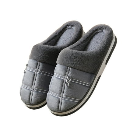 

Lacyhop Mens House Comfort Plush Slipper Anti-Slip Fuzzy Home Shoe Casual Slip On Warm Shoes Style B 10.5-11