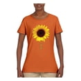 thumbnail image 2 of Sunflower Christian Faith Cross Inspirational/Christian Womens Graphic T-Shirt, Orange, X-Large, 2 of 3
