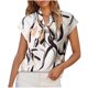 thumbnail image 1 of Fiudx Camisas de Mujer Camiseta de Manga Corta con Cuello En V y Estampado Cómoda Informal para Mujer a La Moda, 1 of 4