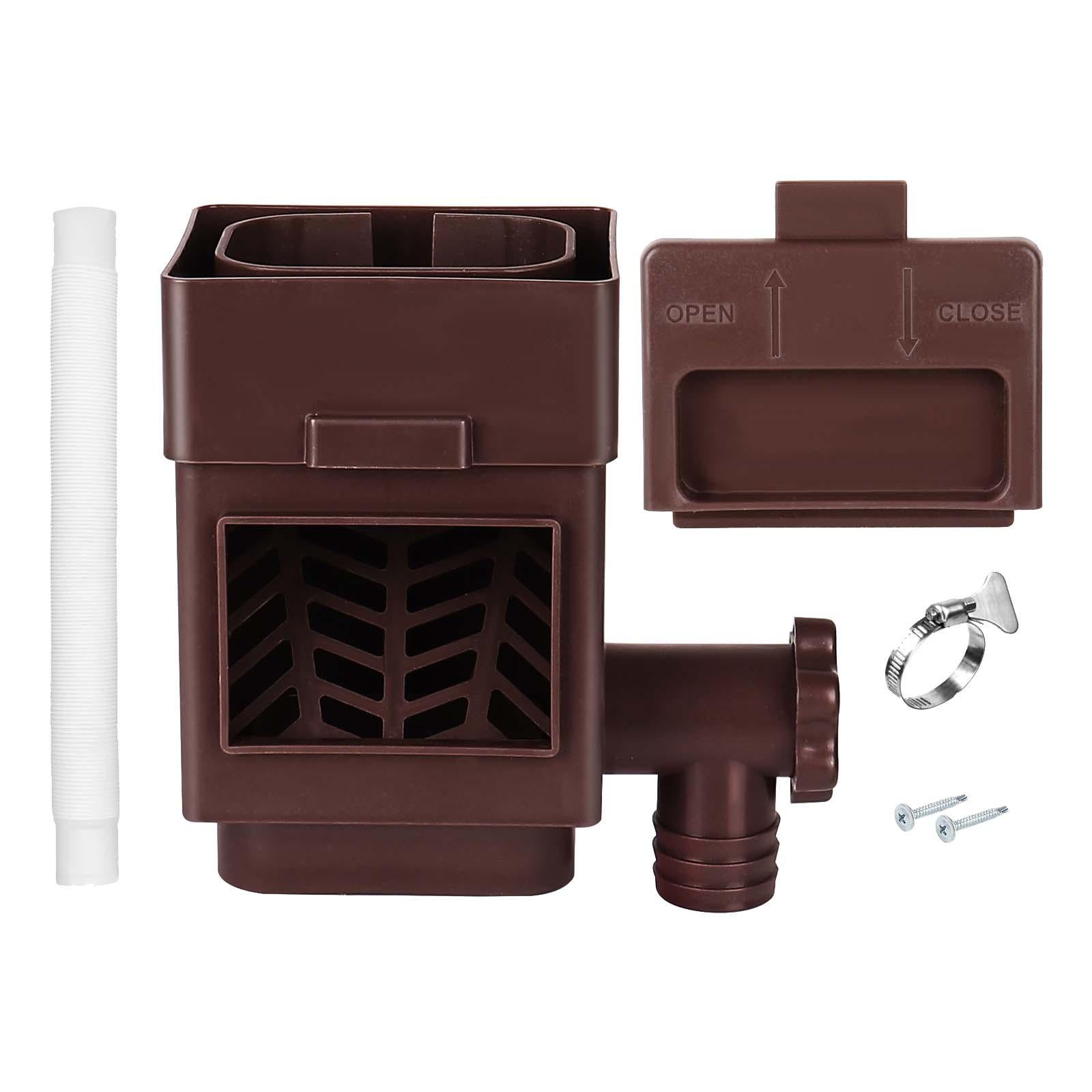 simhoa Rain Water Collection System, Raindrop Collection, Rain Barrel Diverter for Downspouts Landscape Yard Watering Brown