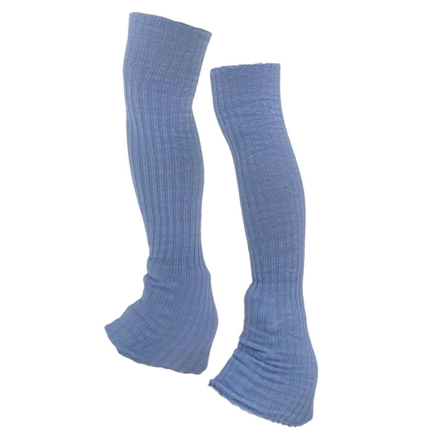 Calentadores de piernas de para patinaje, calcetines largos y suaves de tejido térmico, calcetines sin pies para patinaje, ideales para deportes azul claro