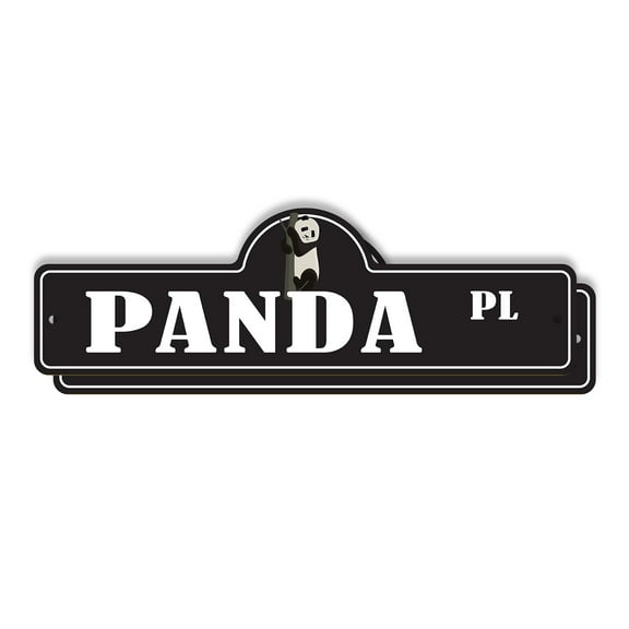 Panda (2 Pack) Plastic Street Sign - 7 Inch X 20 Inch Gift Animal Wildlife Cute Bear Bamboo Nature Zoo Exotic Fun Decor Asian Outdoors