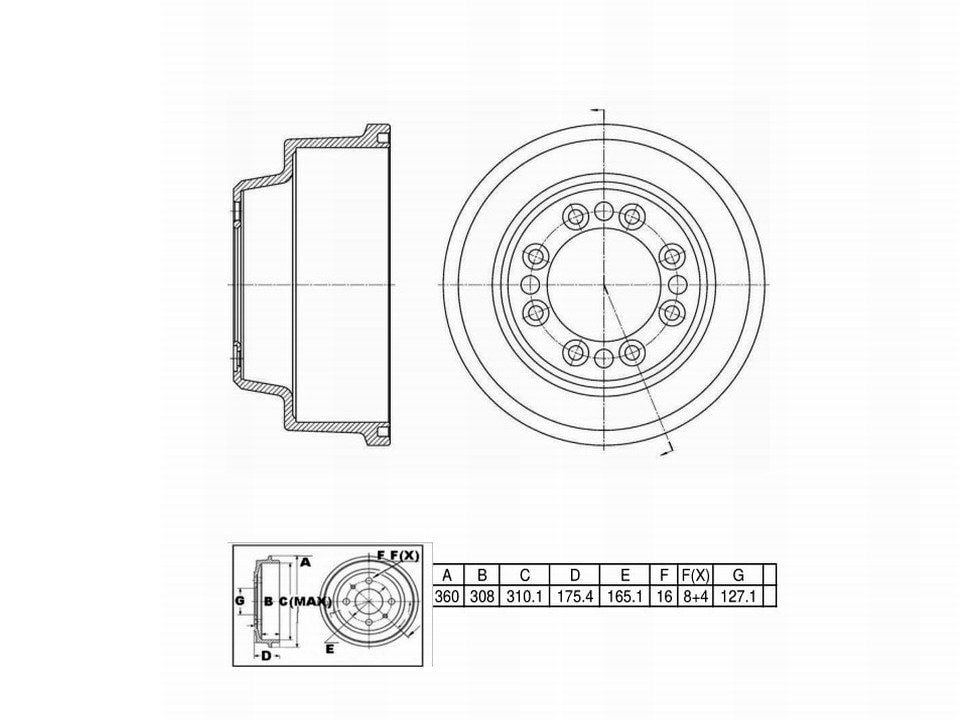 Winstop Brake Drum, Rear WS241621, Ford E-350 Super Duty 2004-2002