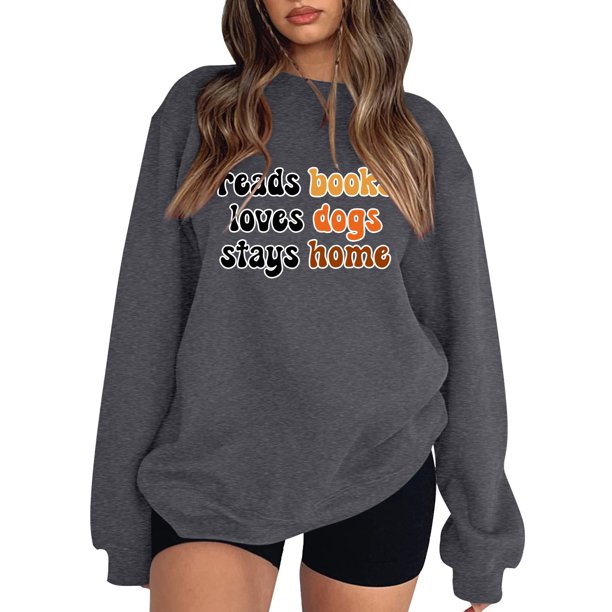 Gibobby Casual Sudadera para Mujer Sudaderas de Halloween para mujer lindas camisetas con gráficos de fantasma playera casual de manga larga(Gris oscuro,G)