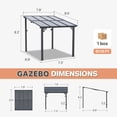 thumbnail image 2 of BaPiPro 8'x10' Hardtop Gazebo, Wall Mounted Lean-To Pergola for Patio, Aluminum Frame & Polycarbonate Roof, Waterproof Outdoor Canopy for Backyard, Porch, Deck, 2 of 8