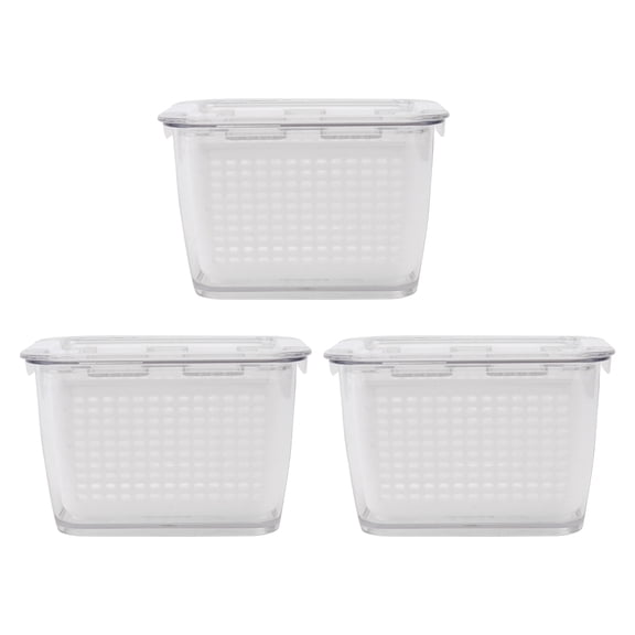 YOSADIER 3-Pack Plastic Food Storage Containers with Sealing Lids and Drainage for Household Kitchen Use