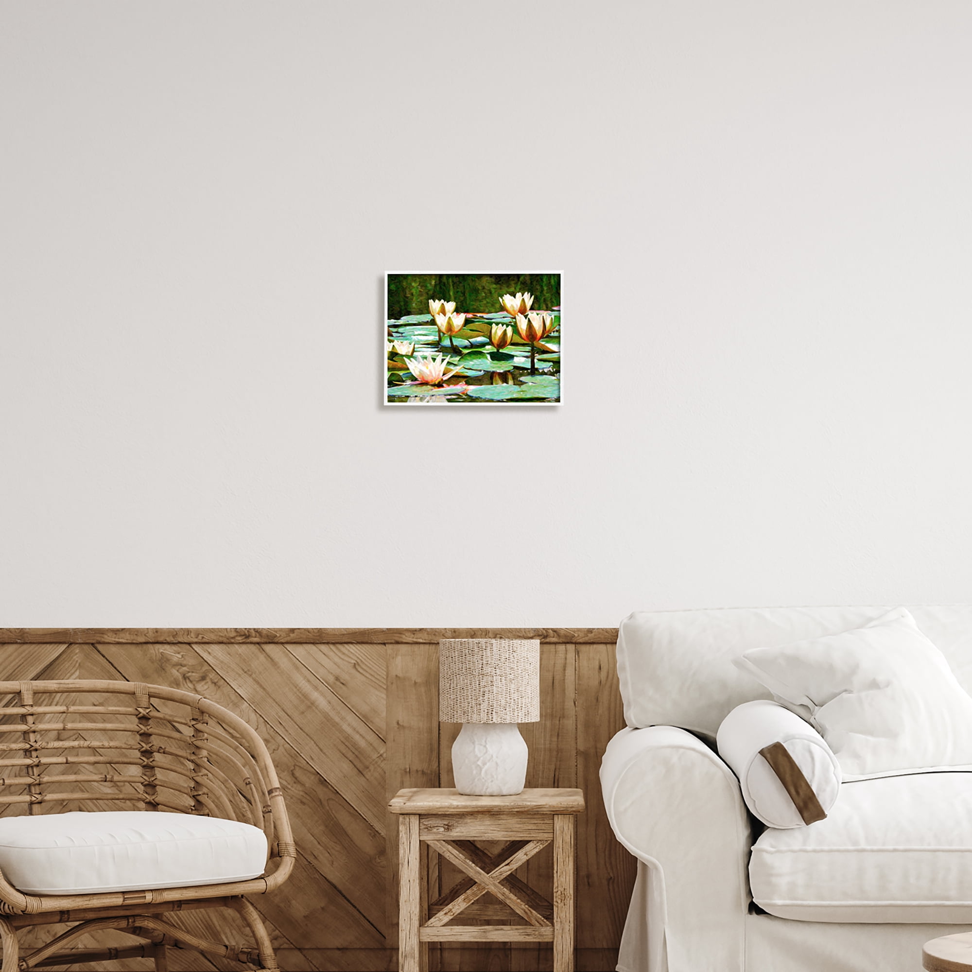Stupell Industries Pond Lilies Blooming Botanical & Floral Painting White Framed Art Print Wall Art, 14 x 11