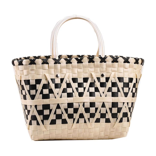 Bolso Mano Tejido para Mujer para Playa Verano Cubo Tejido para (blanco)