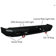 Vijay Rear Bumper Compatible with 2010-2011-2012-2013-2014 Ford F150 Raptor Textured Black Steel with Lights and D-rings
